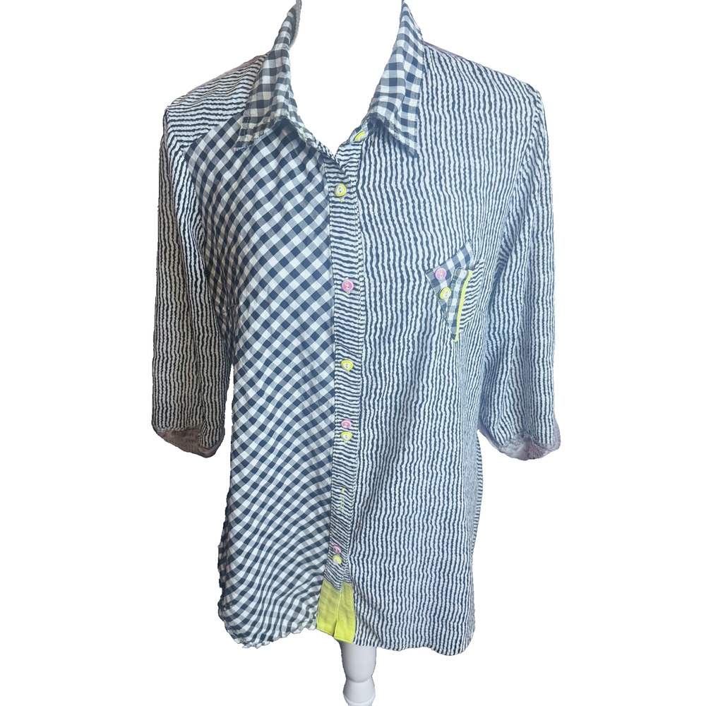 Cop Copine French black white Stripe Patchwork Blouse Y2K Avant Garde‎ M euro